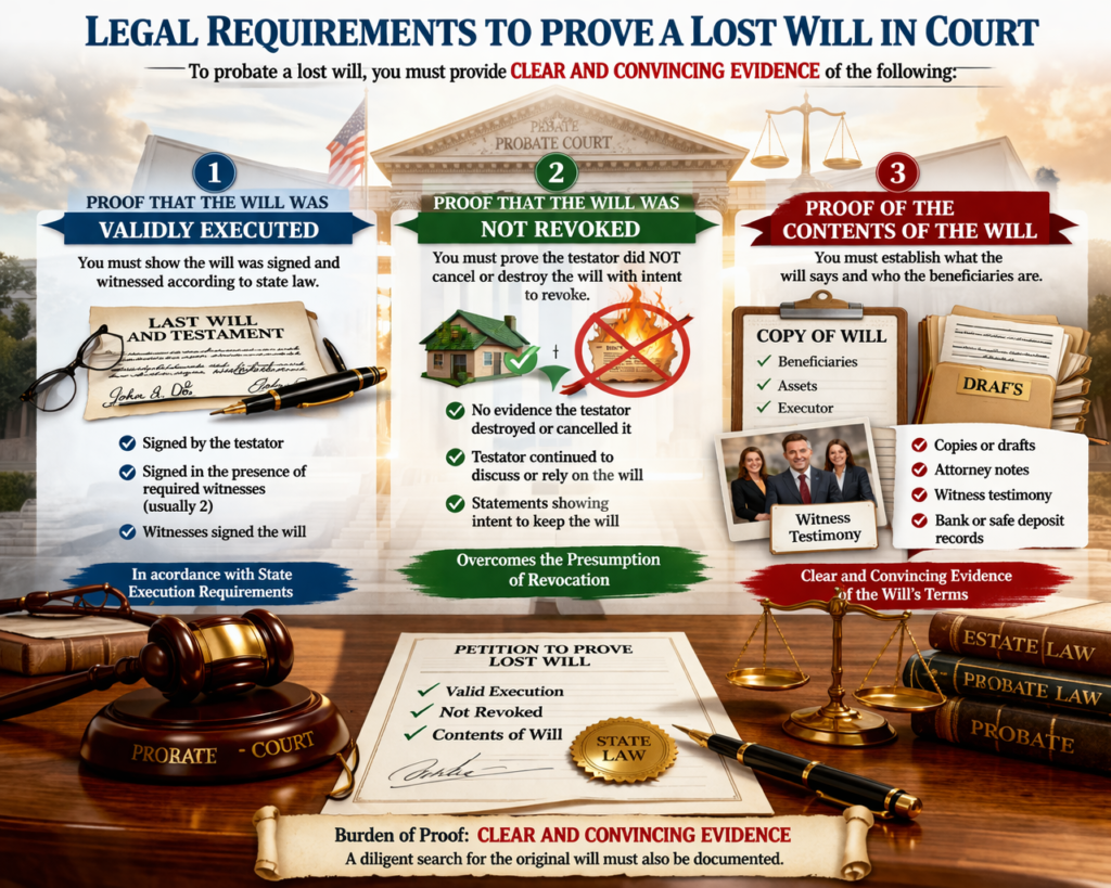 Legal Requirements to Prove a Lost Will in Court