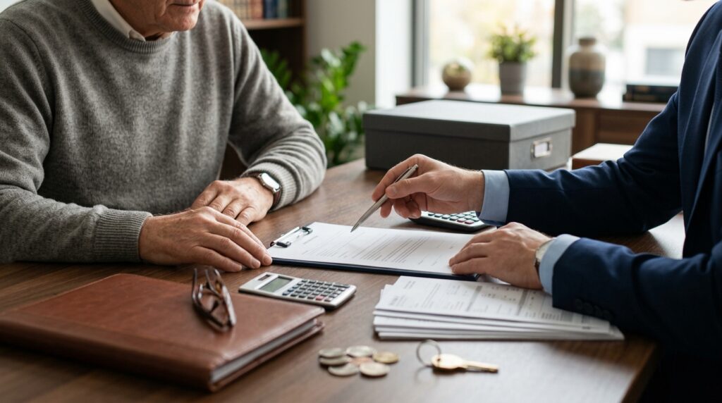 Connecticut estate-planning attorney explaining a will and inheritance options to an older parent during a legal consultation.Disinherit an adult child in Connecticut