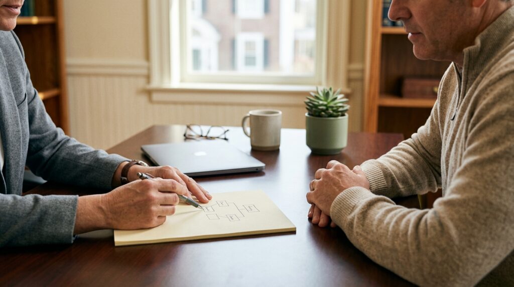 Estate planning attorney helping a client avoid dying without a will in Connecticut