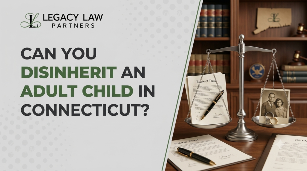 Estate planning attorney reviewing inheritance documents with a Connecticut parent discussing wills and trusts.