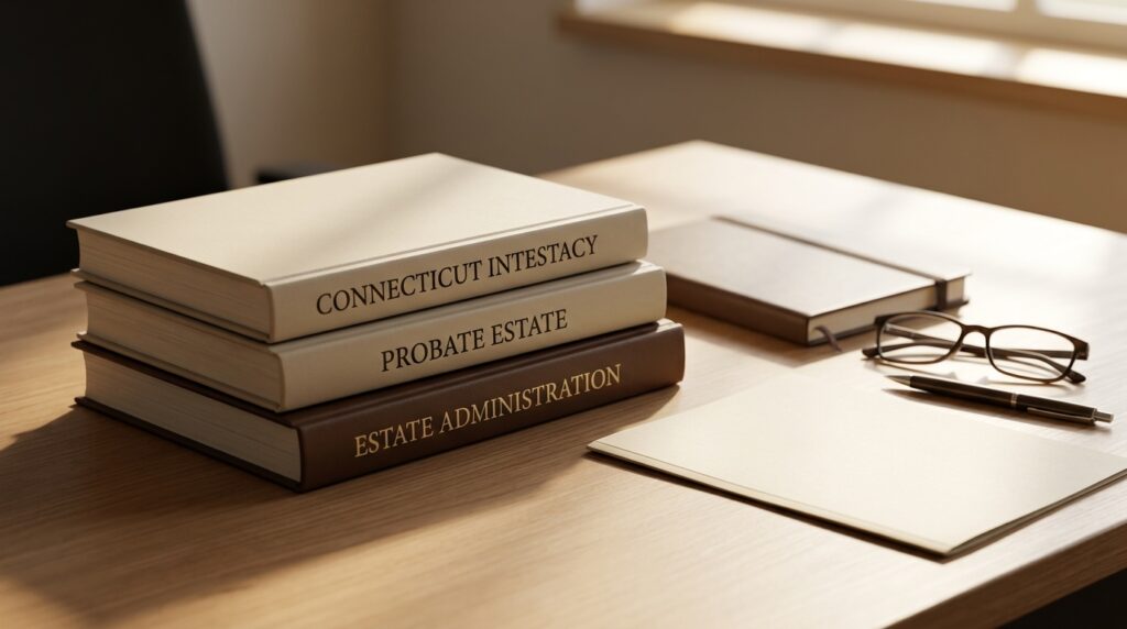 Estate administration materials explaining intestacy in Connecticut